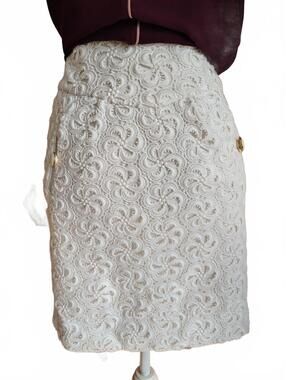 Leifsdottir White Embroidered Midi Skirt Size 0